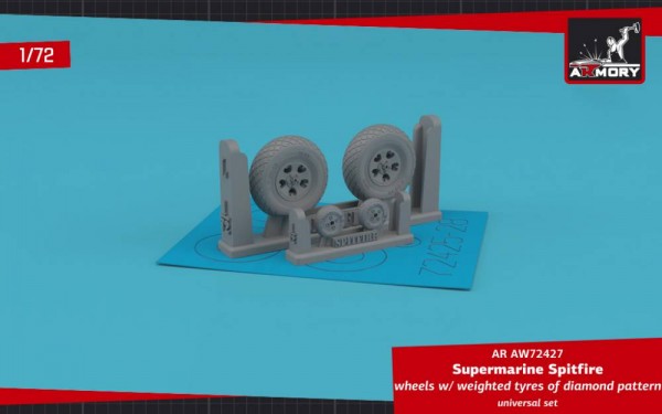 AR AW72427   Supermarine Spitfire wheels w/ weighted tyres of diamond pattern & 5-spoke hubs (1/72) (thumb81081)